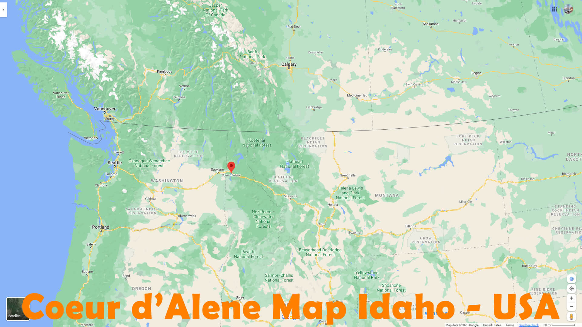 Coeur d'Alene Map Idaho   USA